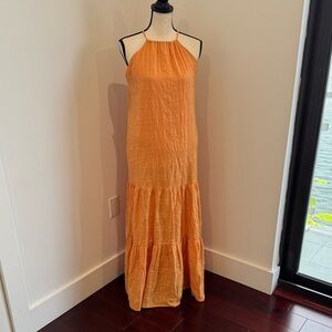 Young fabulous and broke orange halter tiered maxi dress